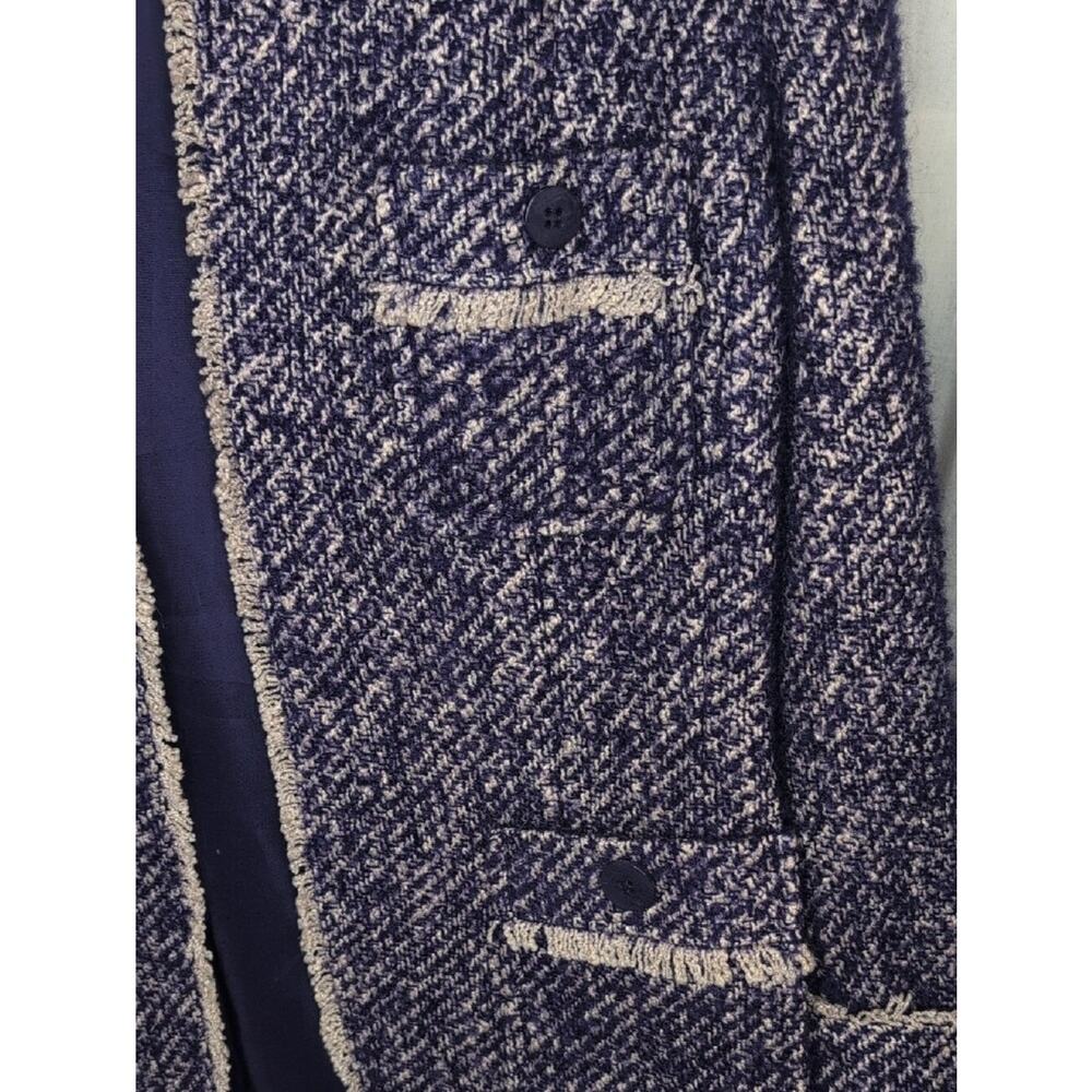 Purple and Cream Tweed Collarless Jacket - Picture 3 of 8